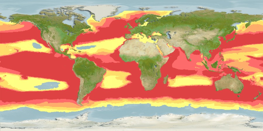 Aquamaps - Computer Generated Native Distribution Map for Mola mola