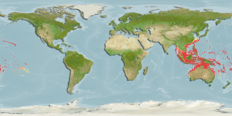 Aquamaps - Computer Generated Native Distribution Map for Parupeneus multifasciatus